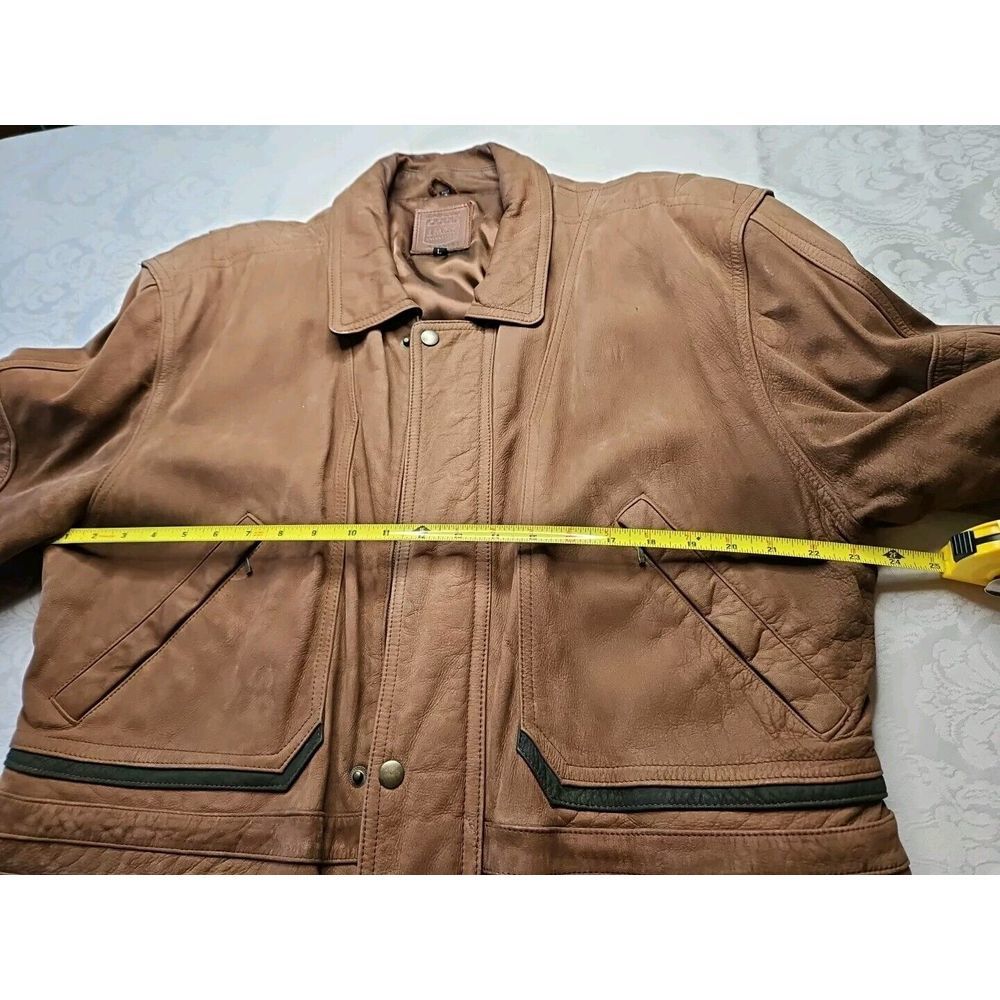 J. Park COUTURE Cognac Brown Leather Jacket PARKA Mid-Length VINTAGE Y2K - Picture 16 of 16